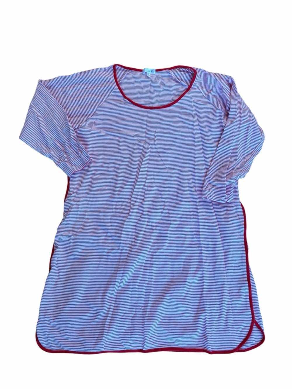 NWOT Lake Pajamas Striped pima nightgown with Red Trim